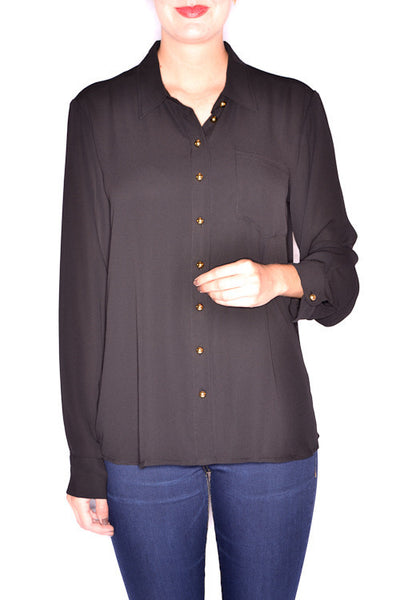 Black Golden Button Down Blouse